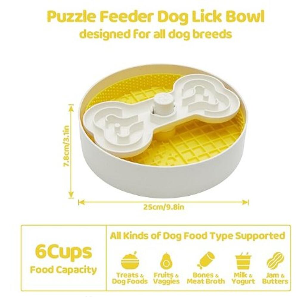 Dog Slow Feeder bowl, 9.8"x3.1", 4 feeding modes. Good for dry, wet or raw food